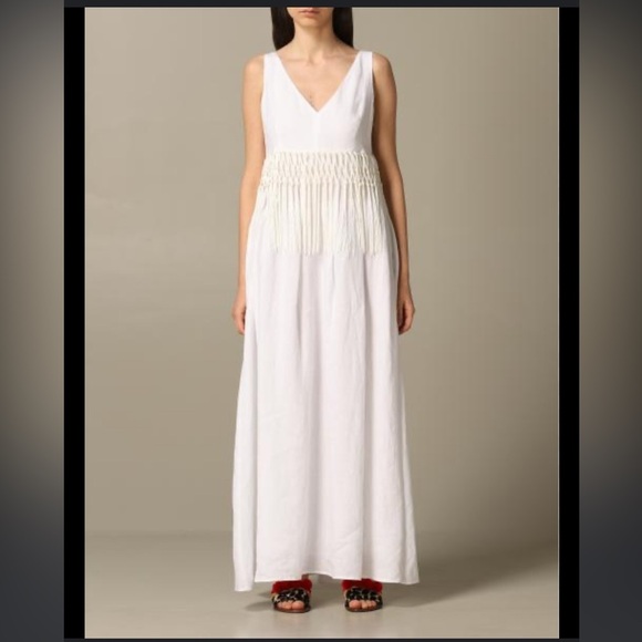 Fabiana Filippi linen dress with fringes size 14/L - Picture 1 of 16